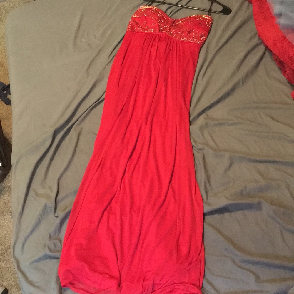 Long red dress